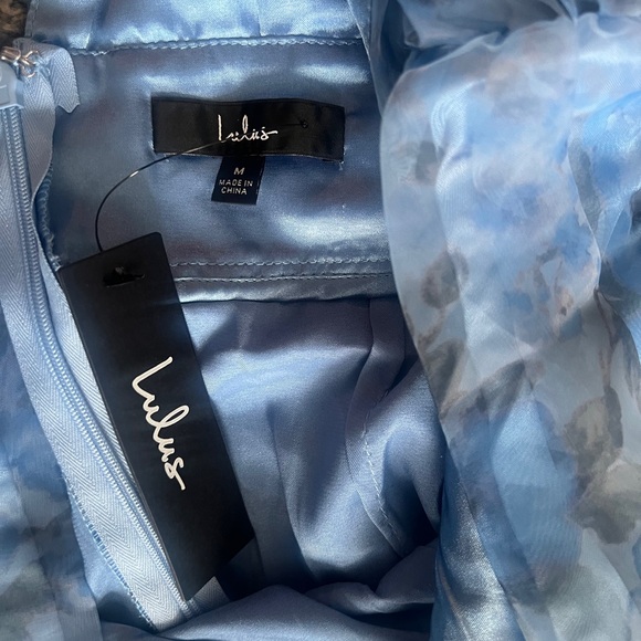 NWT Lulu’s-Garden Romance Light Blue Floral Print Organza Maxi Dress,medium - Picture 6 of 6